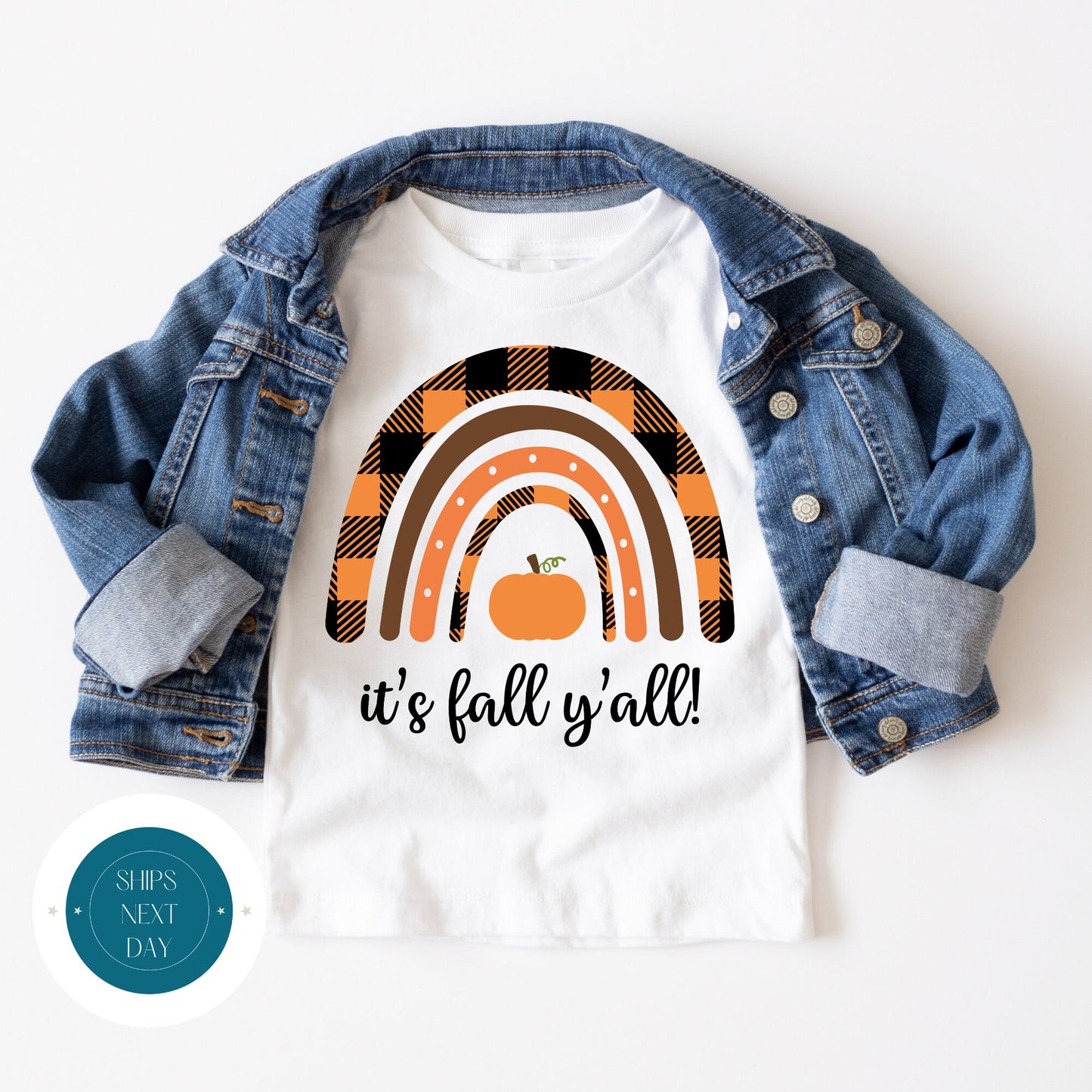 Fall Pumpkin Rainbow Onesie | Custom Kids Tshirt | Cute Fall Onesie