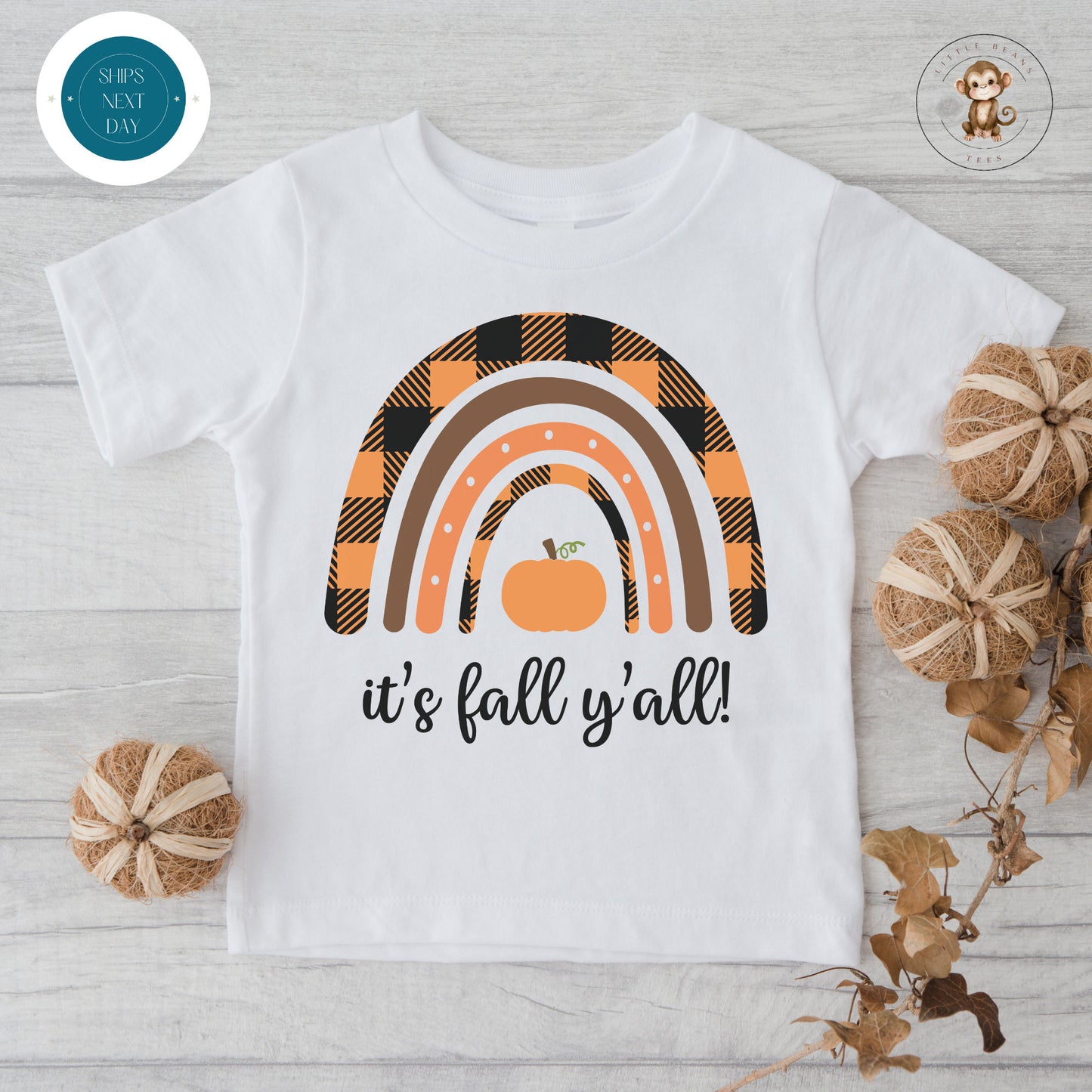 Fall Pumpkin Rainbow Onesie | Custom Kids Tshirt | Cute Fall Onesie