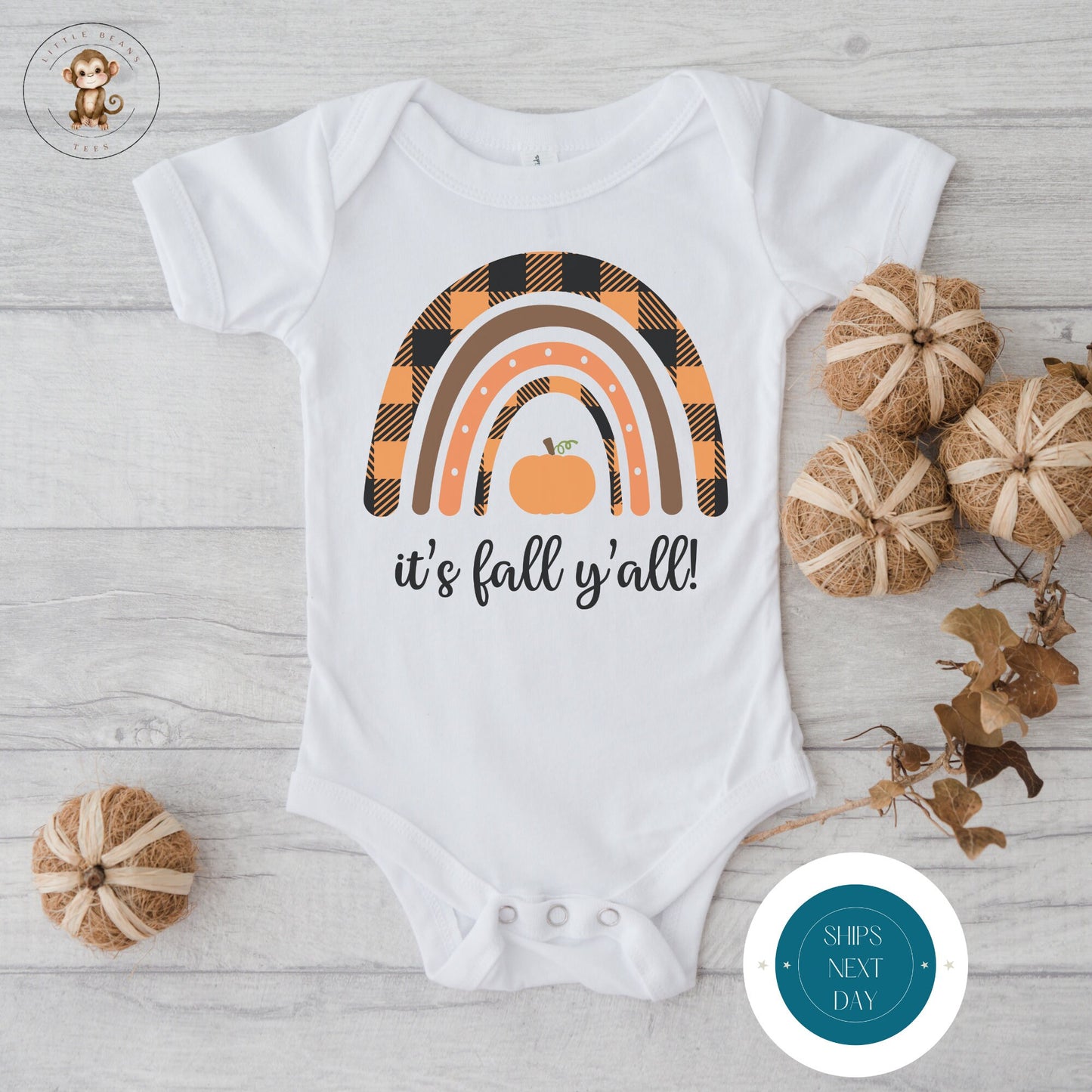 Fall Pumpkin Rainbow Onesie | Custom Kids Tshirt | Cute Fall Onesie