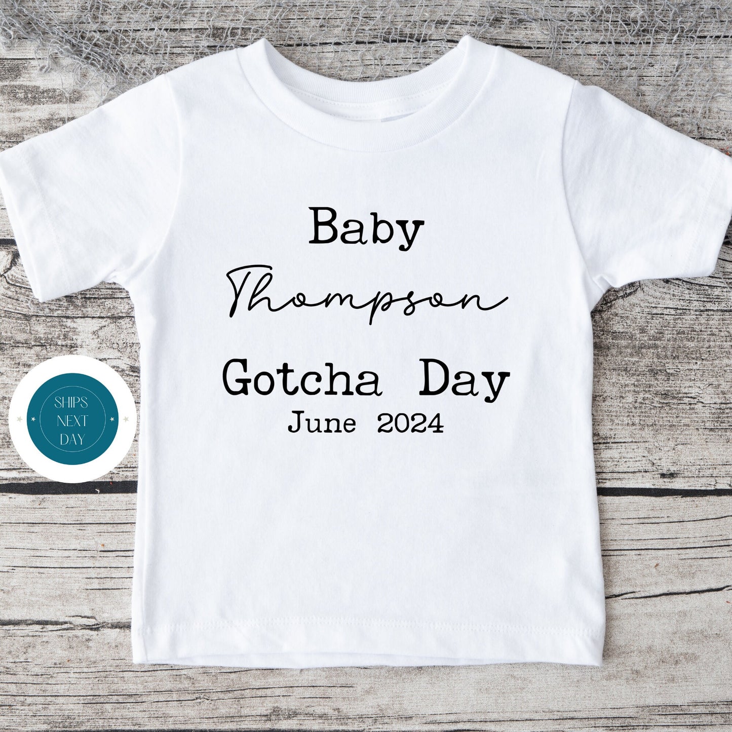 Baby Gotcha Day Personalized Name Onesie | New Baby Onesie | Baby Shower Gift | Reveal Onesie