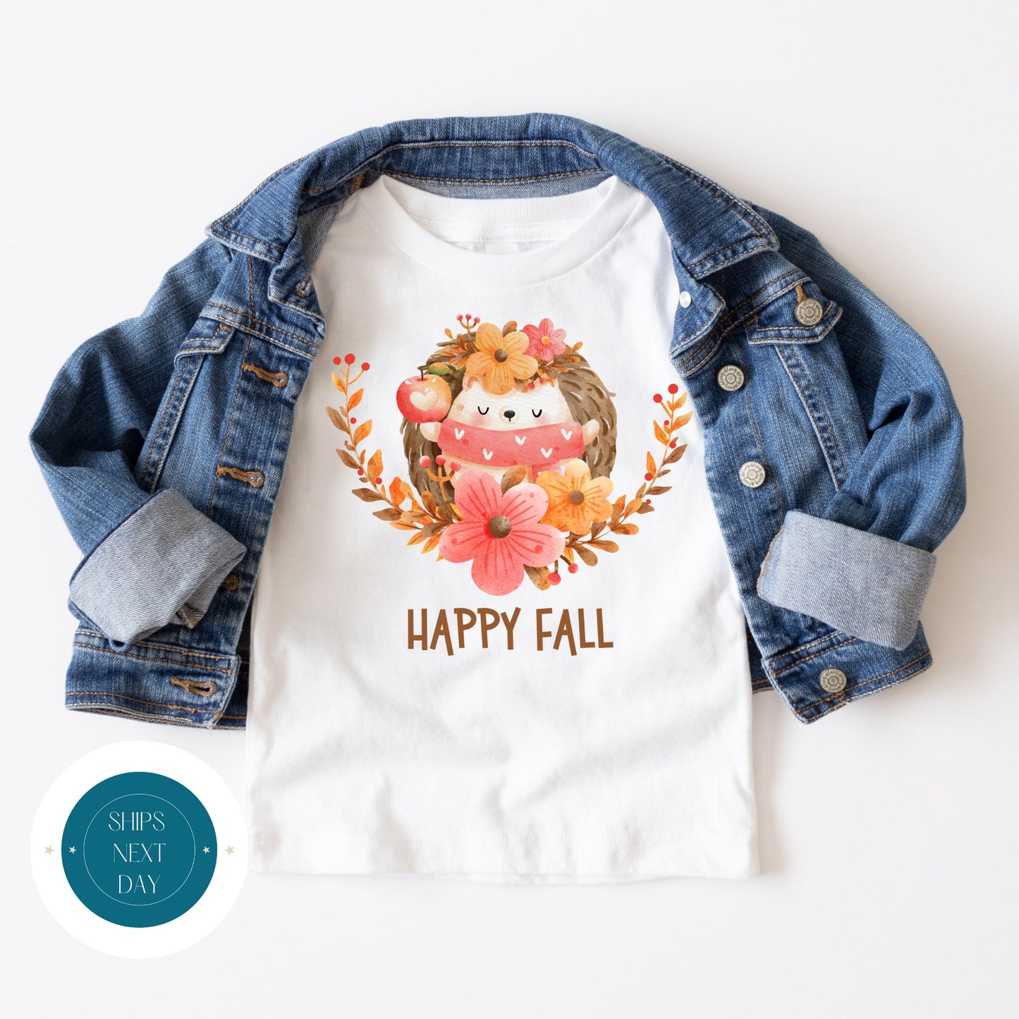 Happy Fall Hedgehog Onesie | Custom Kids Tshirt | Cute Fall Onesie