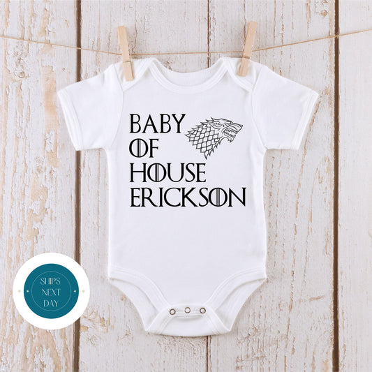 Baby of House "Custom" Onesie | Custom Kids Tshirt | Cute Funny Baby Shower Gift