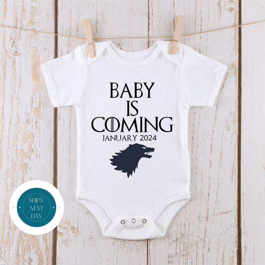 Baby is Coming Onesie | Custom Kids Tshirt | Cute Funny Baby Shower Gift | Announcement Onesie