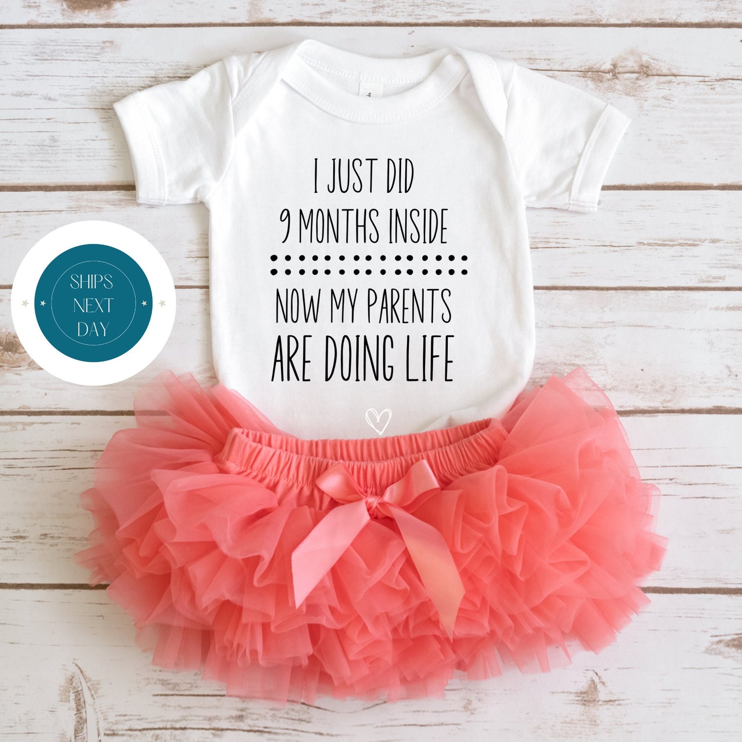 9 Months Inside Parents Doing Life Onesie | Funny Cute Onesie | Baby Shower Gift