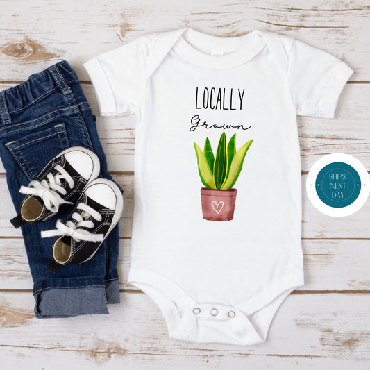 Locally Grown Onesie | Funny Cute Plant Onesie | Baby Shower Gift