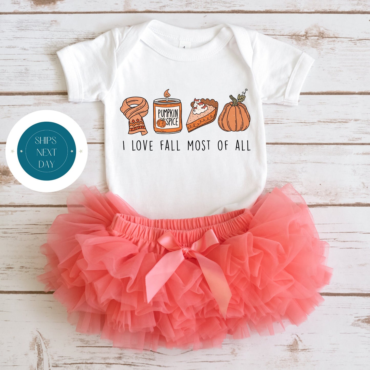 I Love Fall Most of All Onesie | Custom Kids Tshirt | Cute Fall Onesie