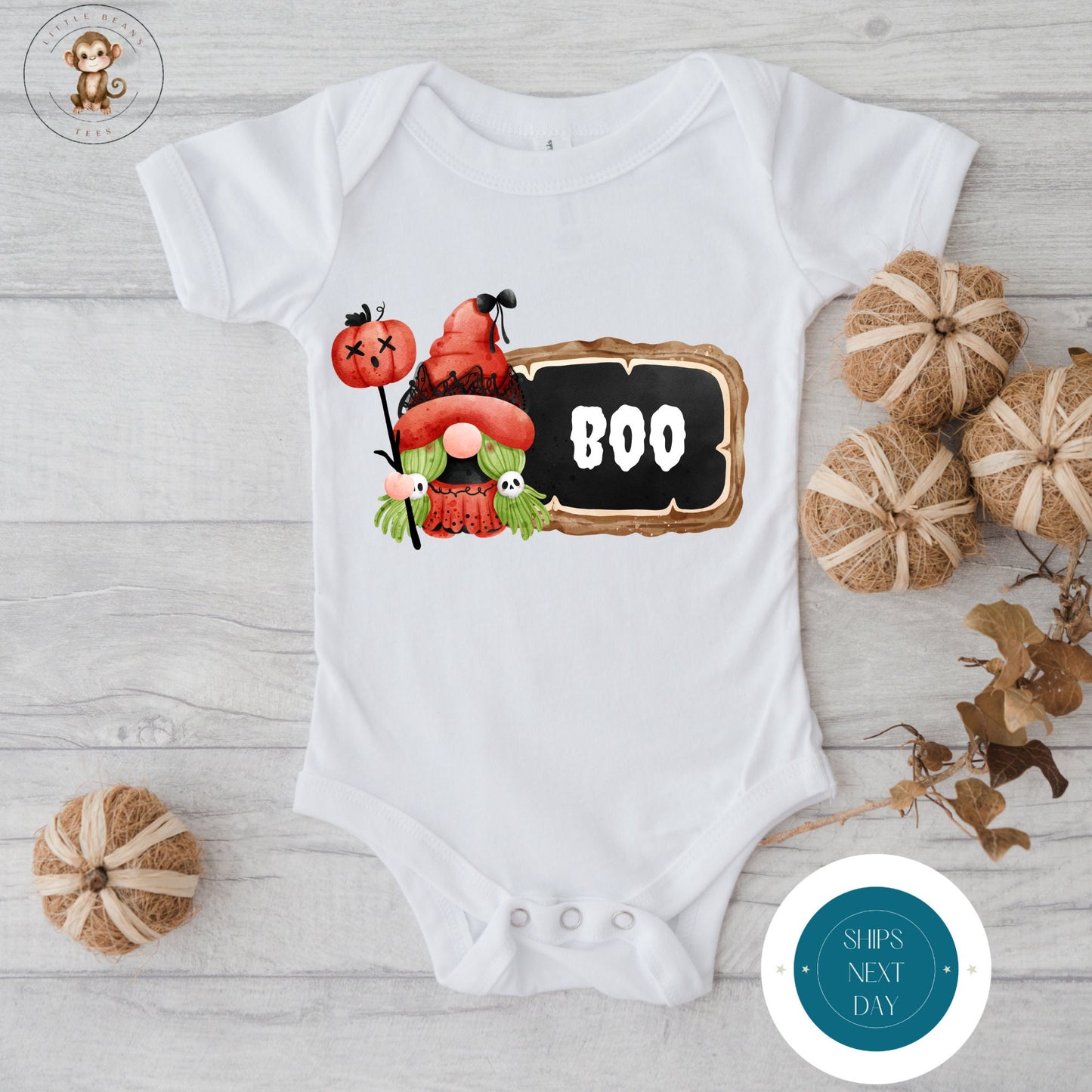 Pumpkin Gnome BOO Onesie | Custom Kids Tshirt | Cute Halloween Onesie