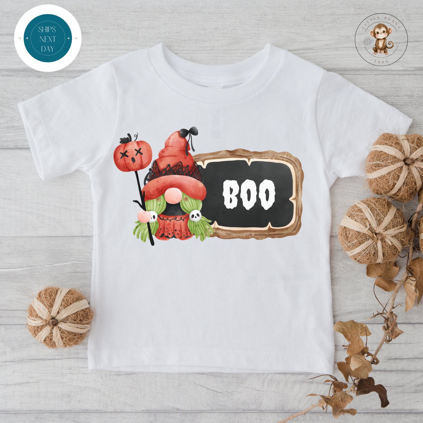 Pumpkin Gnome BOO Onesie | Custom Kids Tshirt | Cute Halloween Onesie