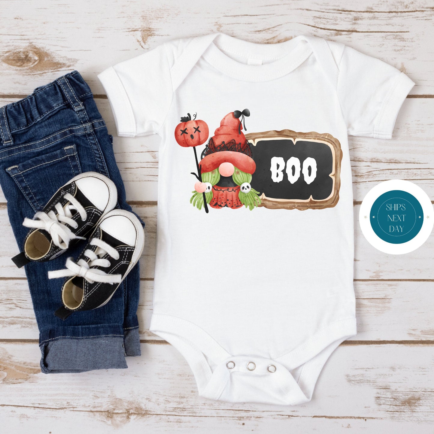 Pumpkin Gnome BOO Onesie | Custom Kids Tshirt | Cute Halloween Onesie