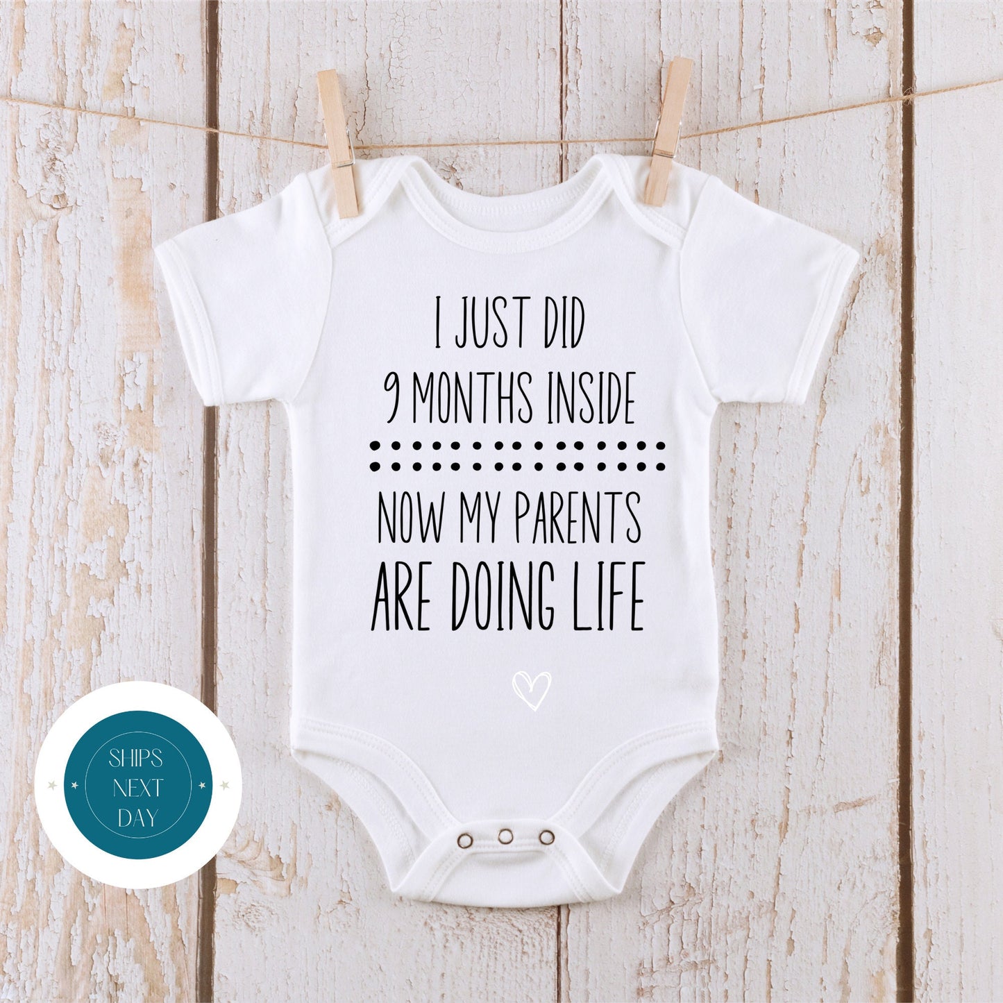 9 Months Inside Parents Doing Life Onesie | Funny Cute Onesie | Baby Shower Gift