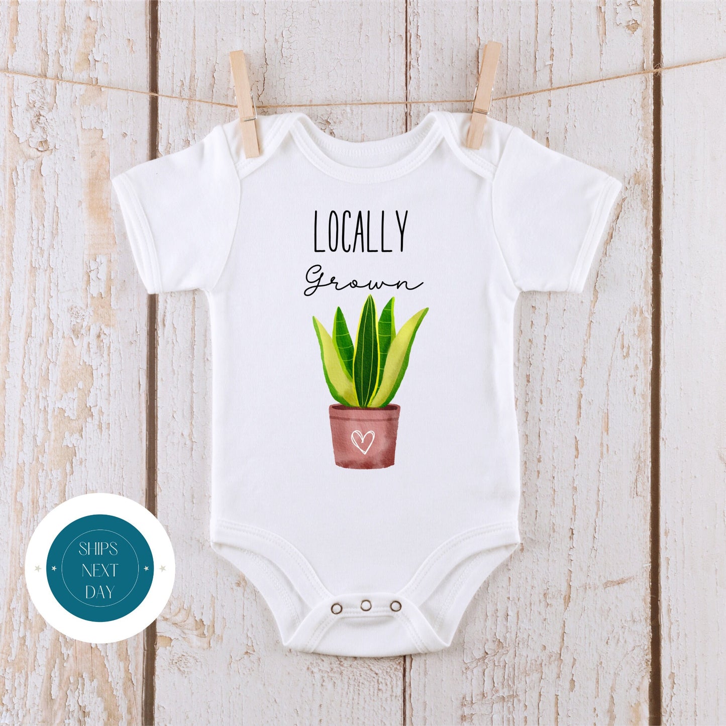 Locally Grown Onesie | Funny Cute Plant Onesie | Baby Shower Gift