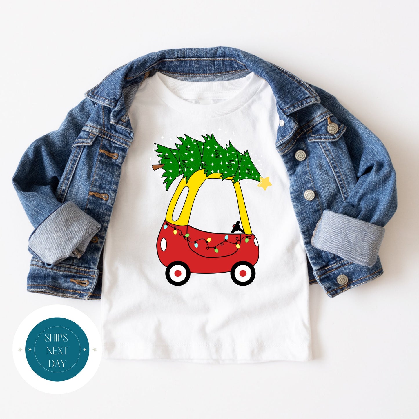 Cozy Coupe Christmas Tree Onesie | Custom Kids Tshirt | Cute Baby Christmas Onesie | Holiday Baby Gift