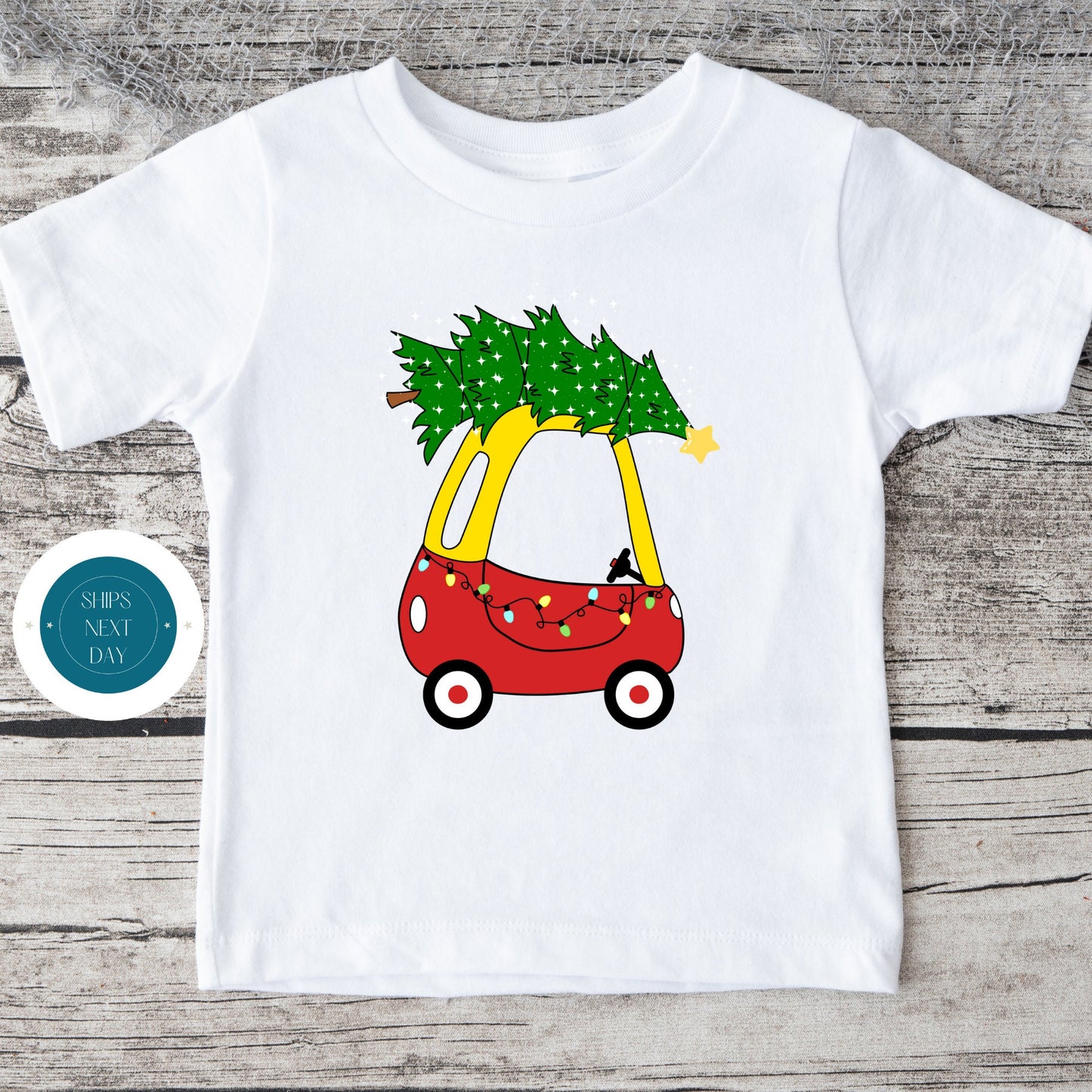 Cozy Coupe Christmas Tree Onesie | Custom Kids Tshirt | Cute Baby Christmas Onesie | Holiday Baby Gift