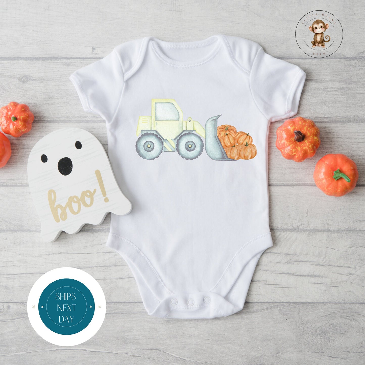 Bulldozer Pumpkins Onesie | Custom Kids Tshirt | Cute Baby Fall Onesie