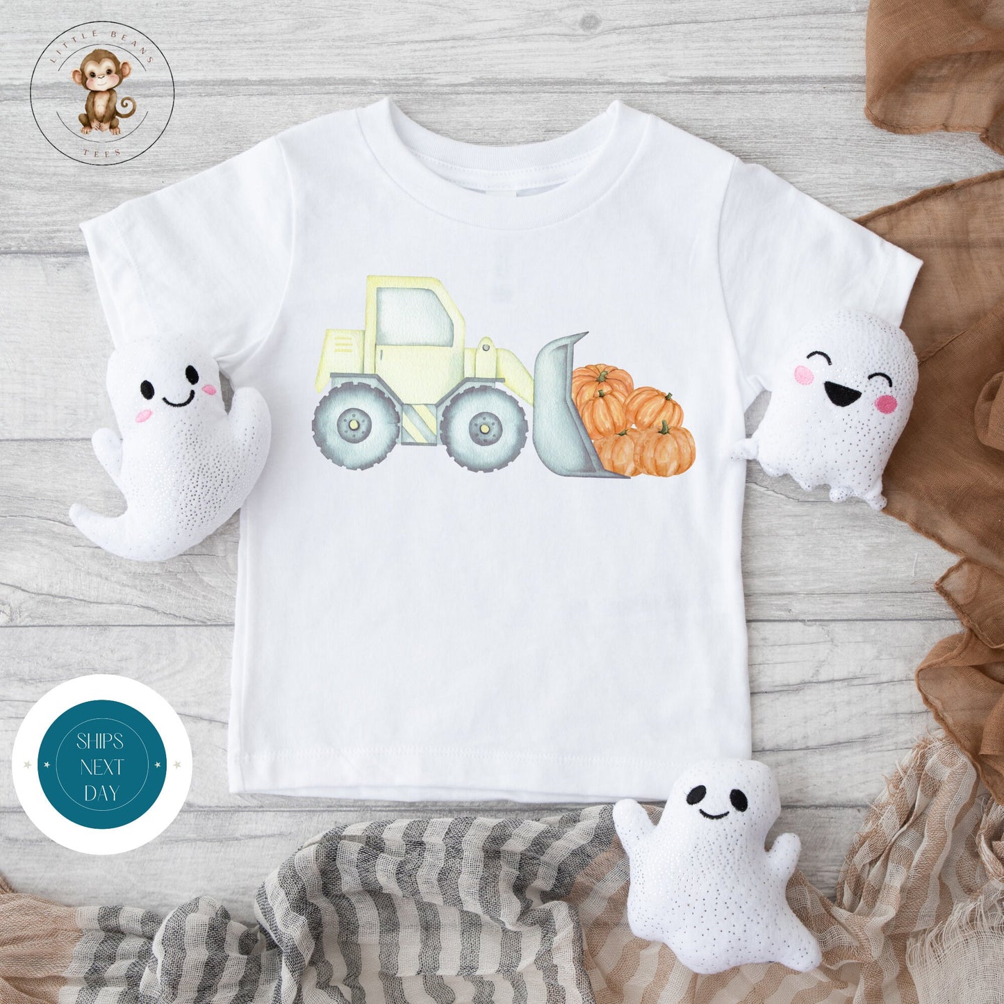 Bulldozer Pumpkins Onesie | Custom Kids Tshirt | Cute Baby Fall Onesie