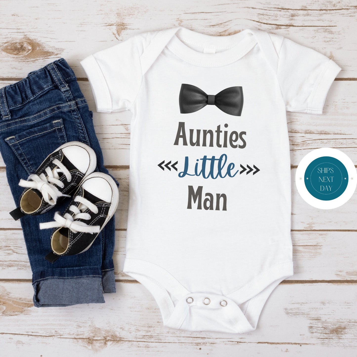 Aunties Little Man Onesie | Funny Cute Onesie | Cute Baby Shower Gift | Aunt Gift