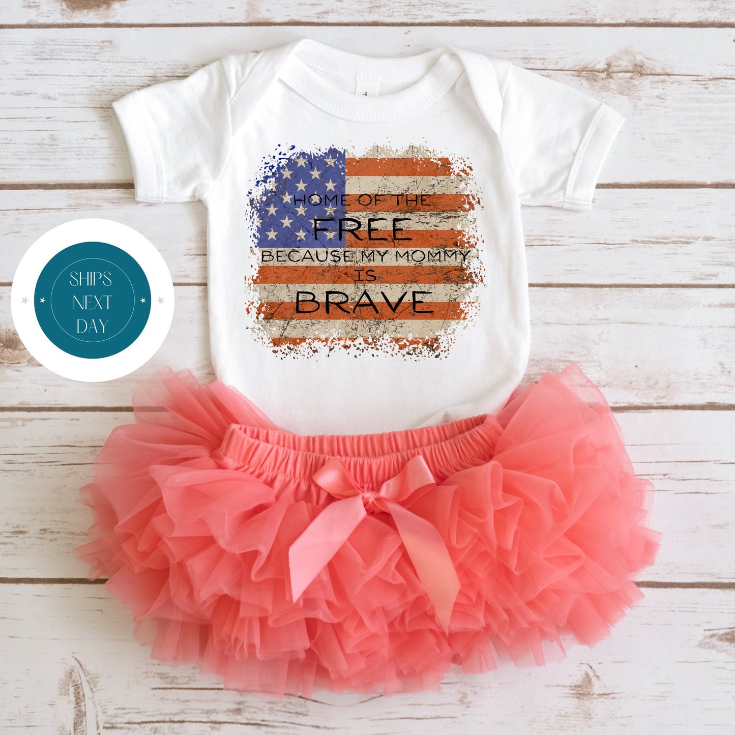 Home of the Free Mommy Brave Onesie | Military Onesie | Cute Baby Shower Gift