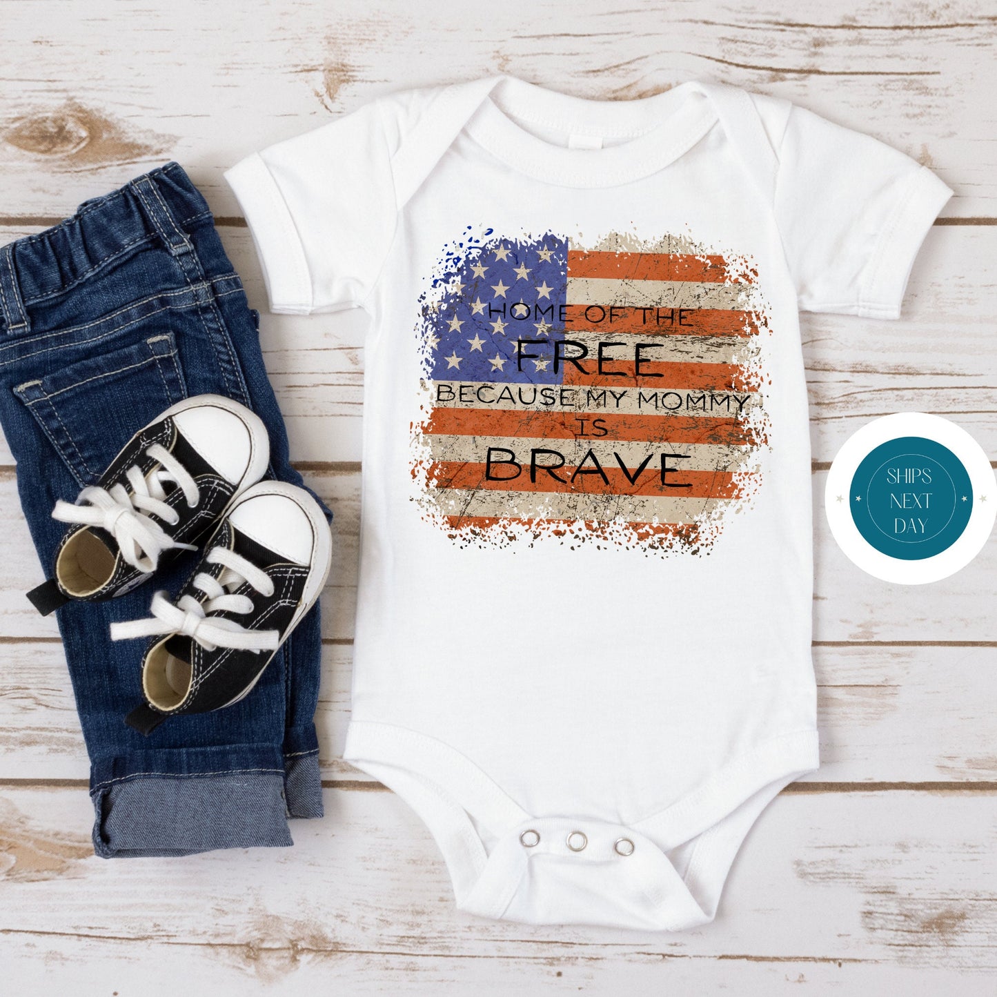 Home of the Free Mommy Brave Onesie | Military Onesie | Cute Baby Shower Gift