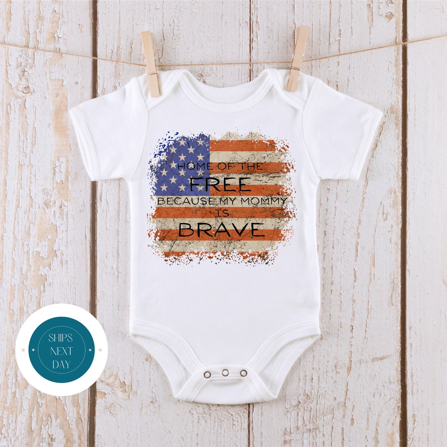 Home of the Free Mommy Brave Onesie | Military Onesie | Cute Baby Shower Gift