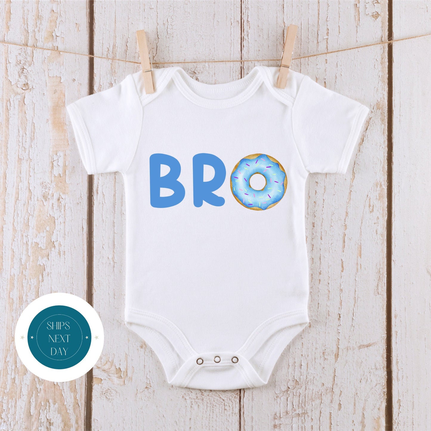 BRO Donut Onesie | Cute Funny Baby Onesie | Baby Shower Gift | Little Brother Big Brother Onesie