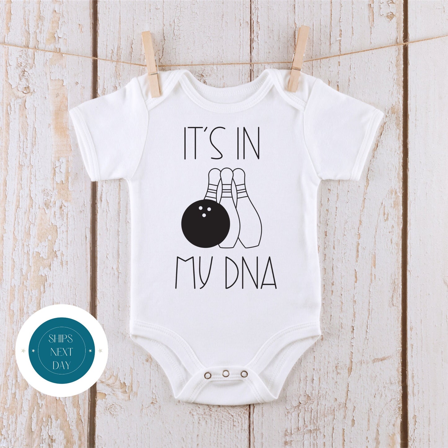 Bowling in MY DNA Onesie | Cute Funny Baby Onesie | Baby Shower Gift | Sport Onesie