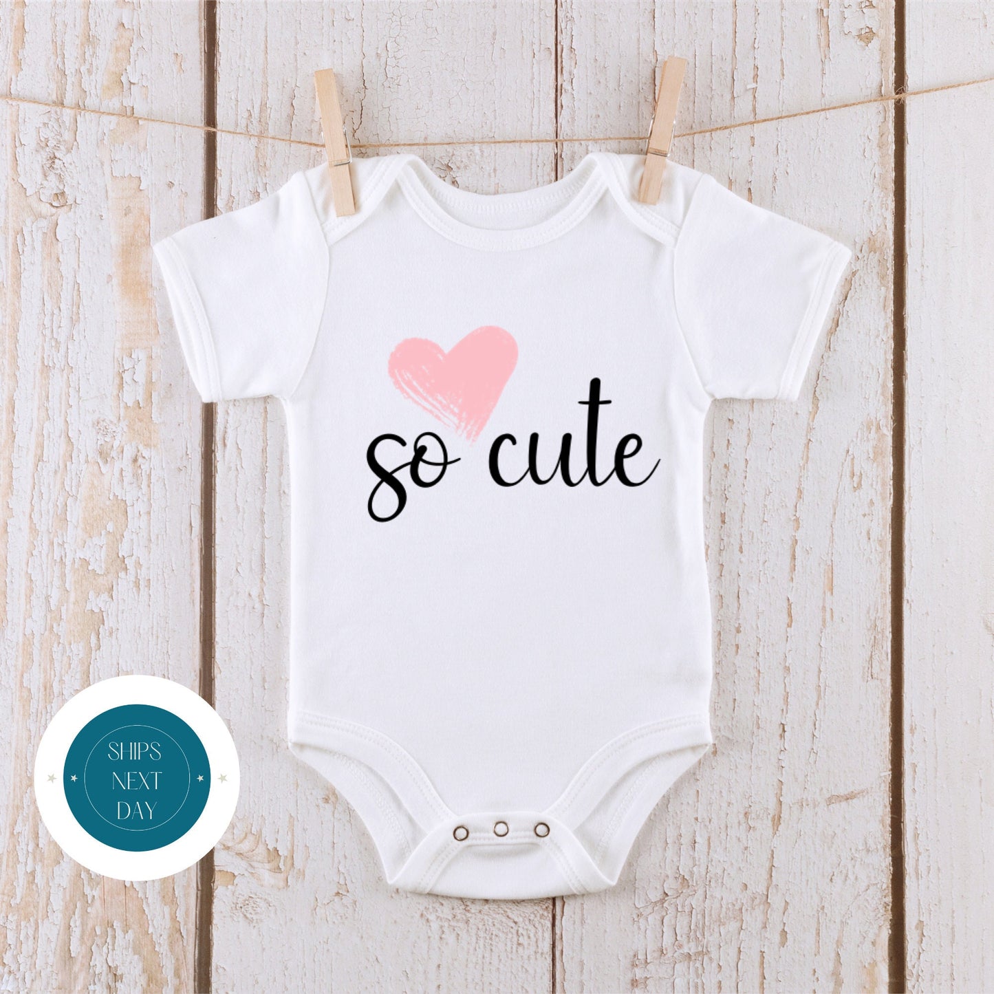 So Cute Pink Heart Onesie | Funny Baby Onesie | Baby Shower Gift | Cute Kids Tee | New Baby Gift