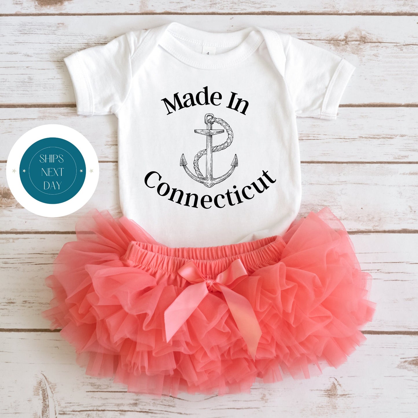 Made in Conneticut Onesie | State Baby Onesie | Cute Baby Shower Gift | Long Distance Baby Gift