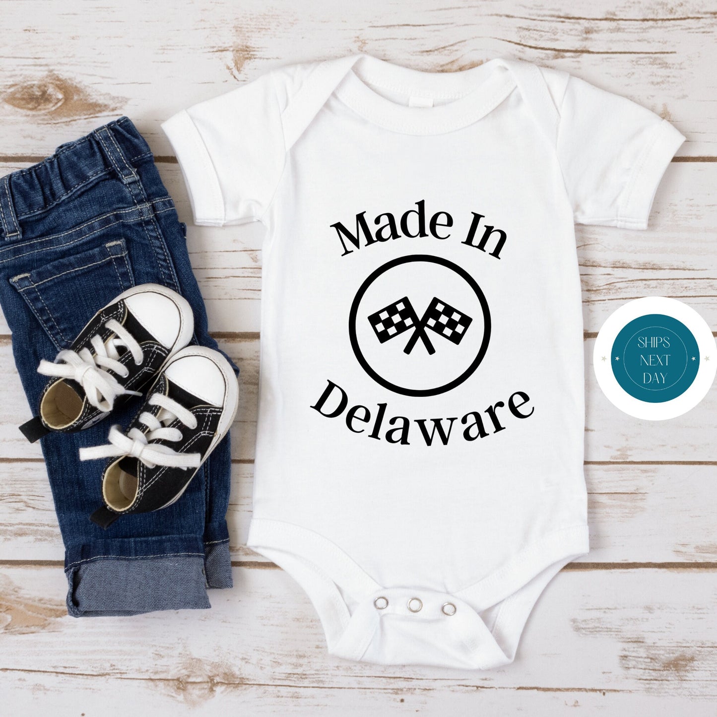 Made in Delaware Onesie | State Baby Onesie | Cute Baby Shower Gift | Long Distance Baby Gift