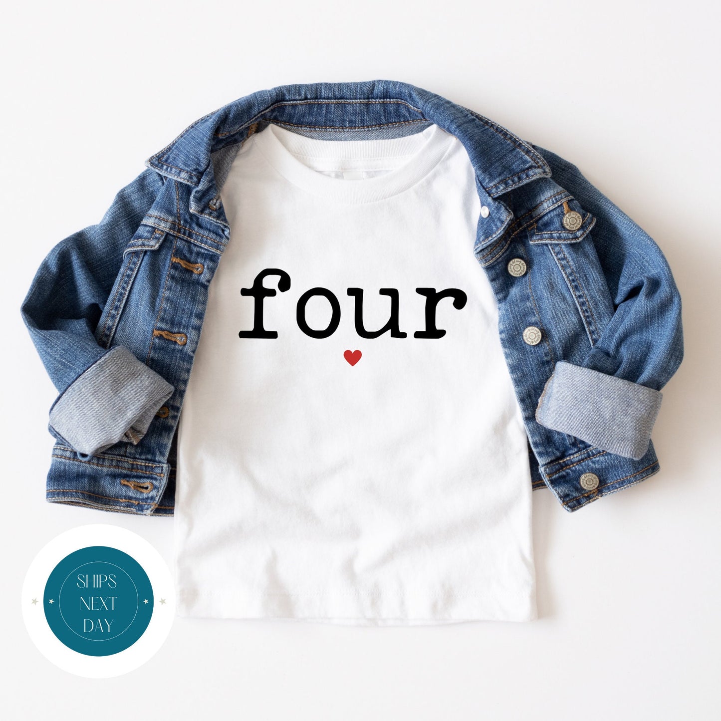 Four Heart Birthday Baby Onesie® | Custom Kids Tshirt | Fourth Birthday Onesie | Baby Gift