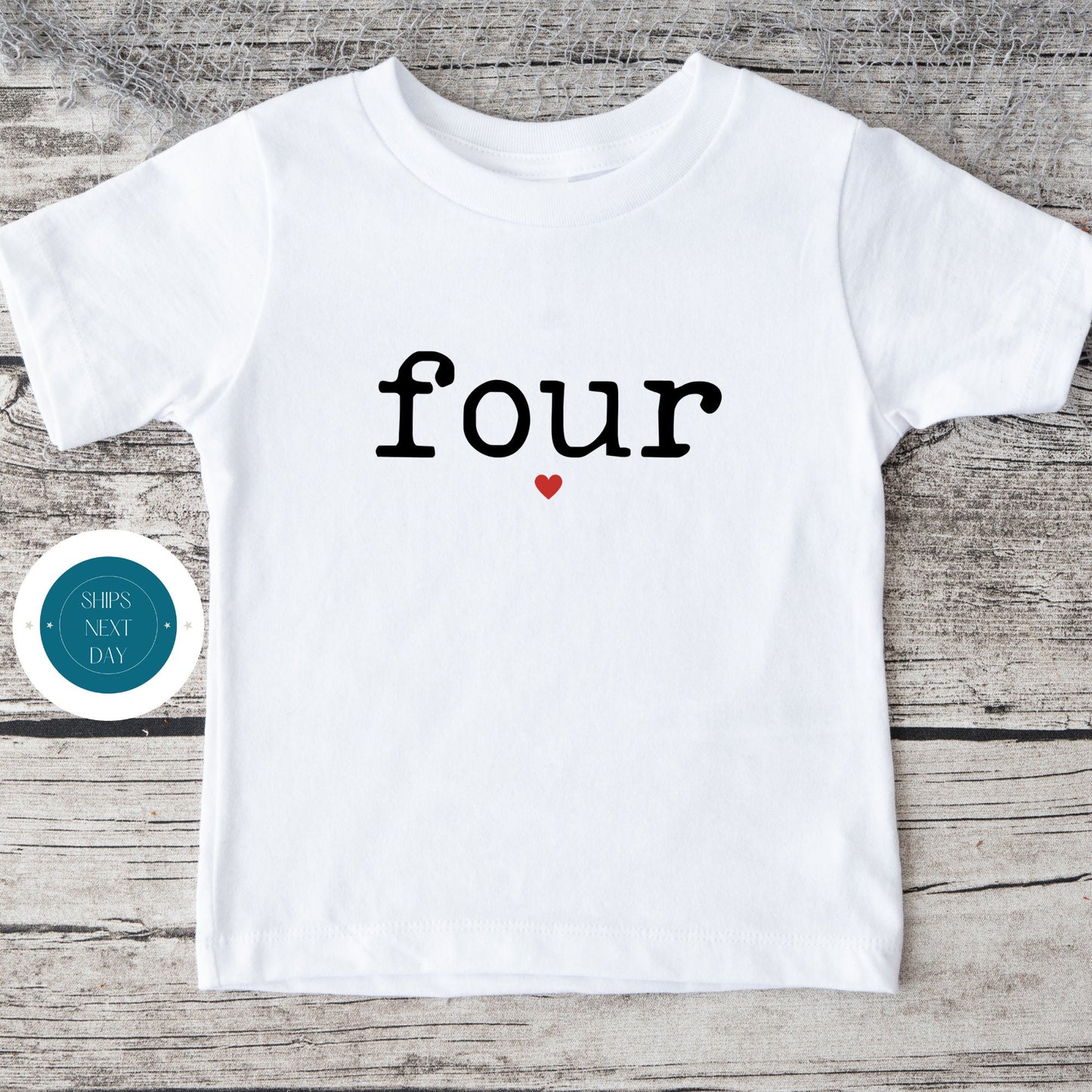 Four Heart Birthday Baby Onesie® | Custom Kids Tshirt | Fourth Birthday Onesie | Baby Gift