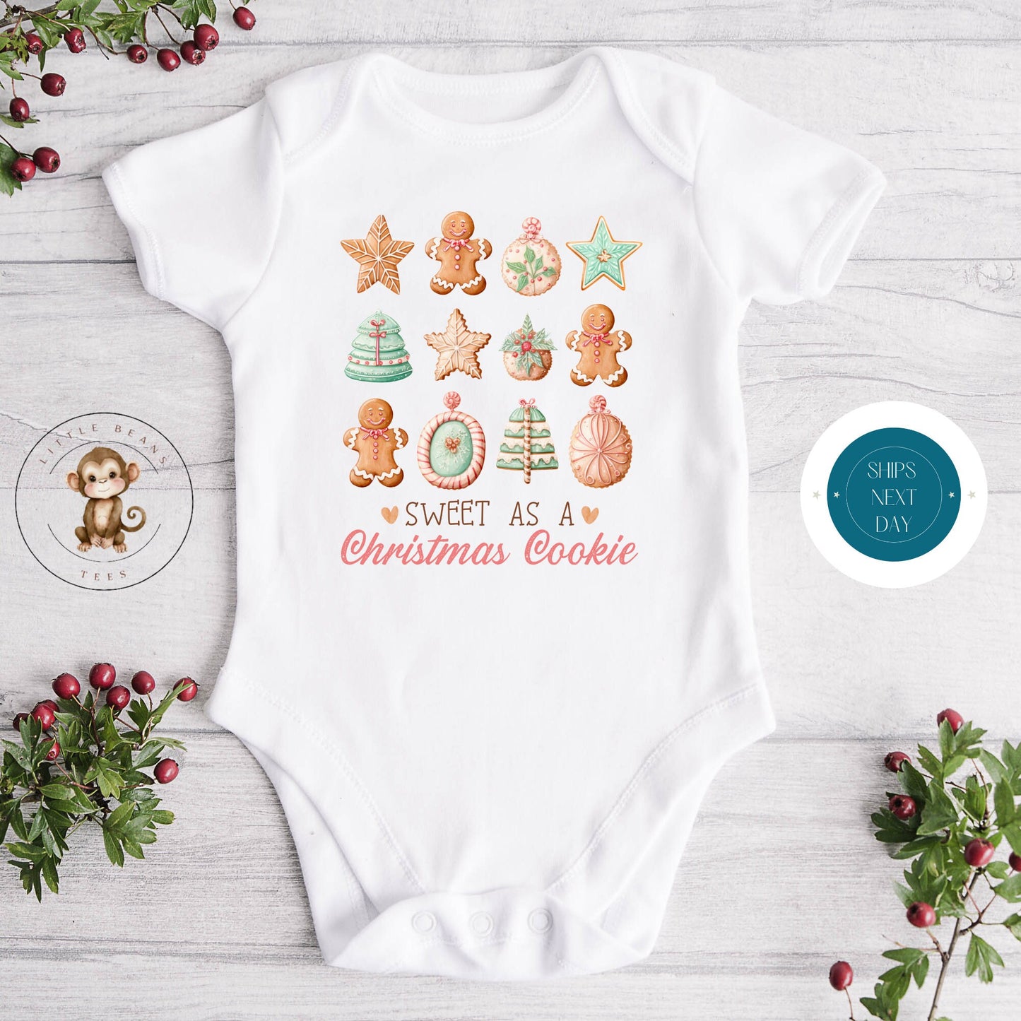 Sweet Christmas Cookie Holiday Onesie | Custom Kids Tshirt | Cute Christmas Onesie | Holiday Baby Gift | Christmas Onesie