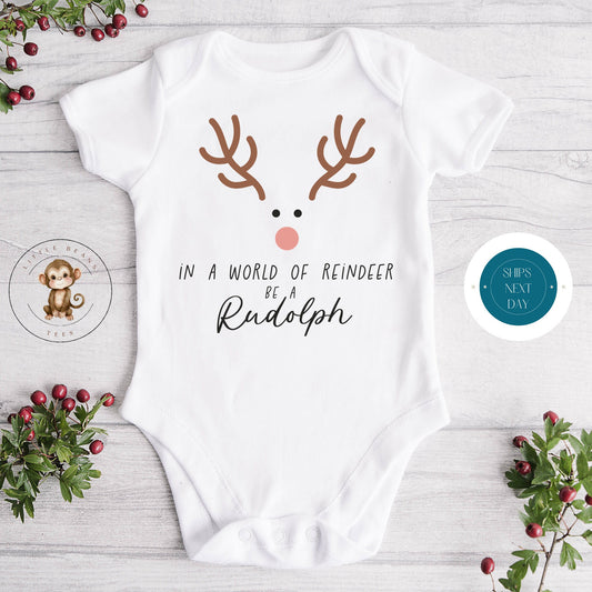 Be a Rudolf Holiday Onesie | Custom Kids Tshirt | Cute Christmas Onesie | Holiday Baby Gift | Christmas Onesie