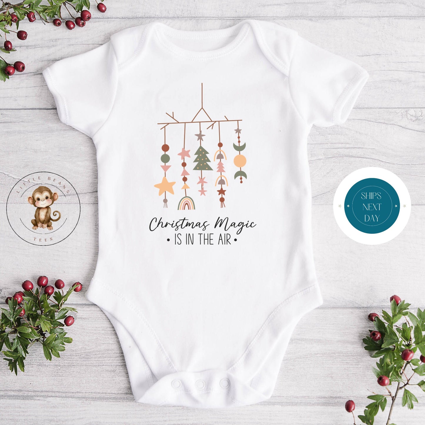 Christmas Magic Holiday Onesie | Custom Kids Tshirt | Cute Christmas Onesie | Holiday Baby Gift | Christmas Onesie