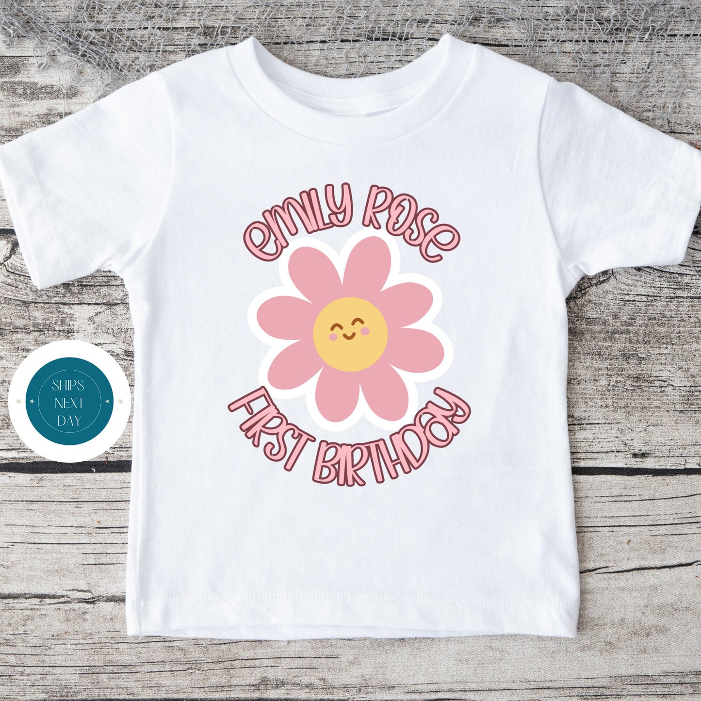 First Birthday Personalized Name Baby Onesie | Custom Baby Onesie | Cute Girly Floral Name Onesie