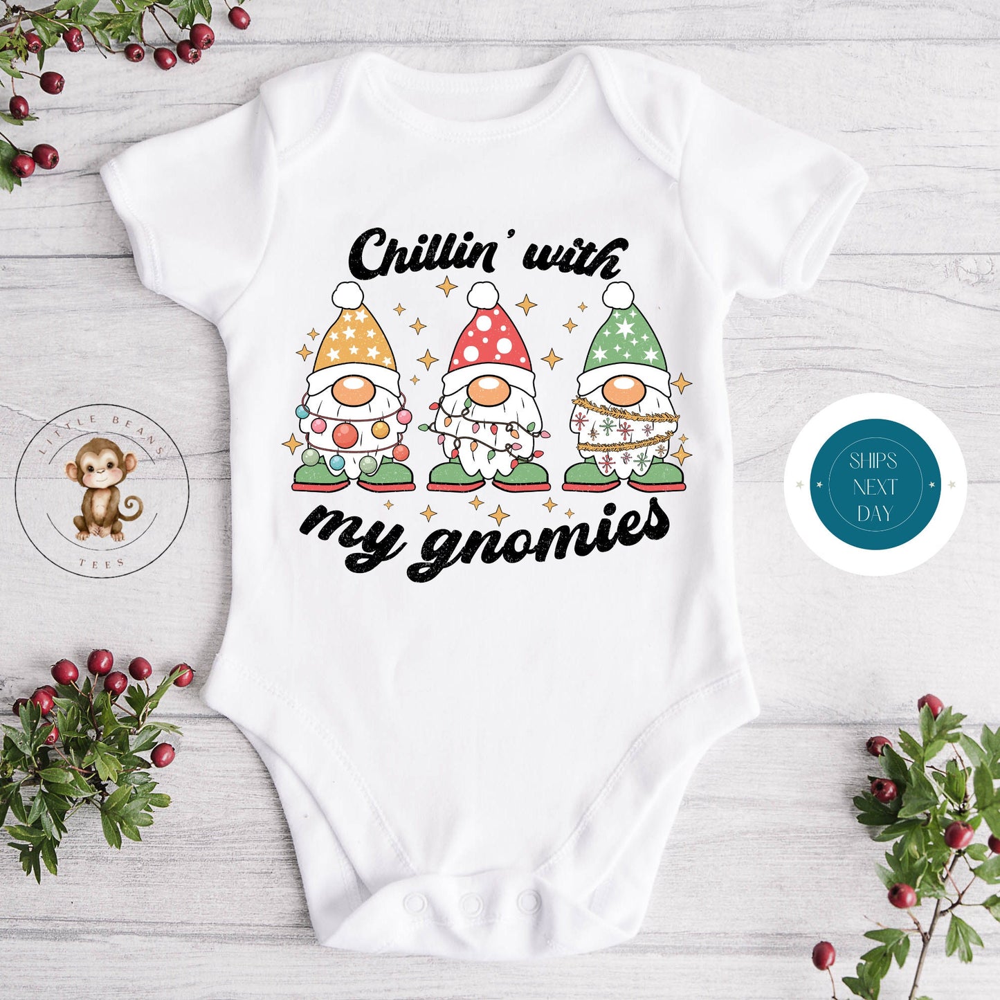 Chillin with my Gnomies Holiday Kids Tshirt | Custom Kids Tshirt | Christmas Tee | Funny Cute Kids Tshirt