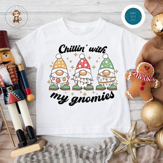 Chillin with my Gnomies Holiday Kids Tshirt | Custom Kids Tshirt | Christmas Tee | Funny Cute Kids Tshirt