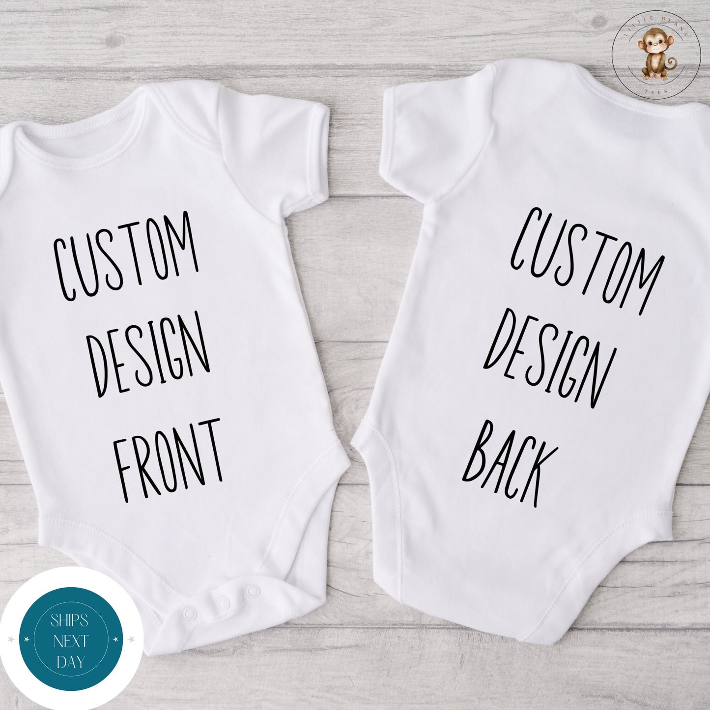 Your Custom Design Front and Back Printed Onesie®® | Custom Design Baby Onesie®® | Baby Shower Gift