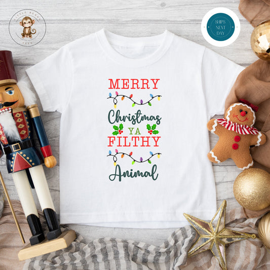 Merry Christmas Filthy Animals Kids Tshirt | Custom Kids Tshirt | Christmas Tee | Christmas Vacation Kids Tshirt