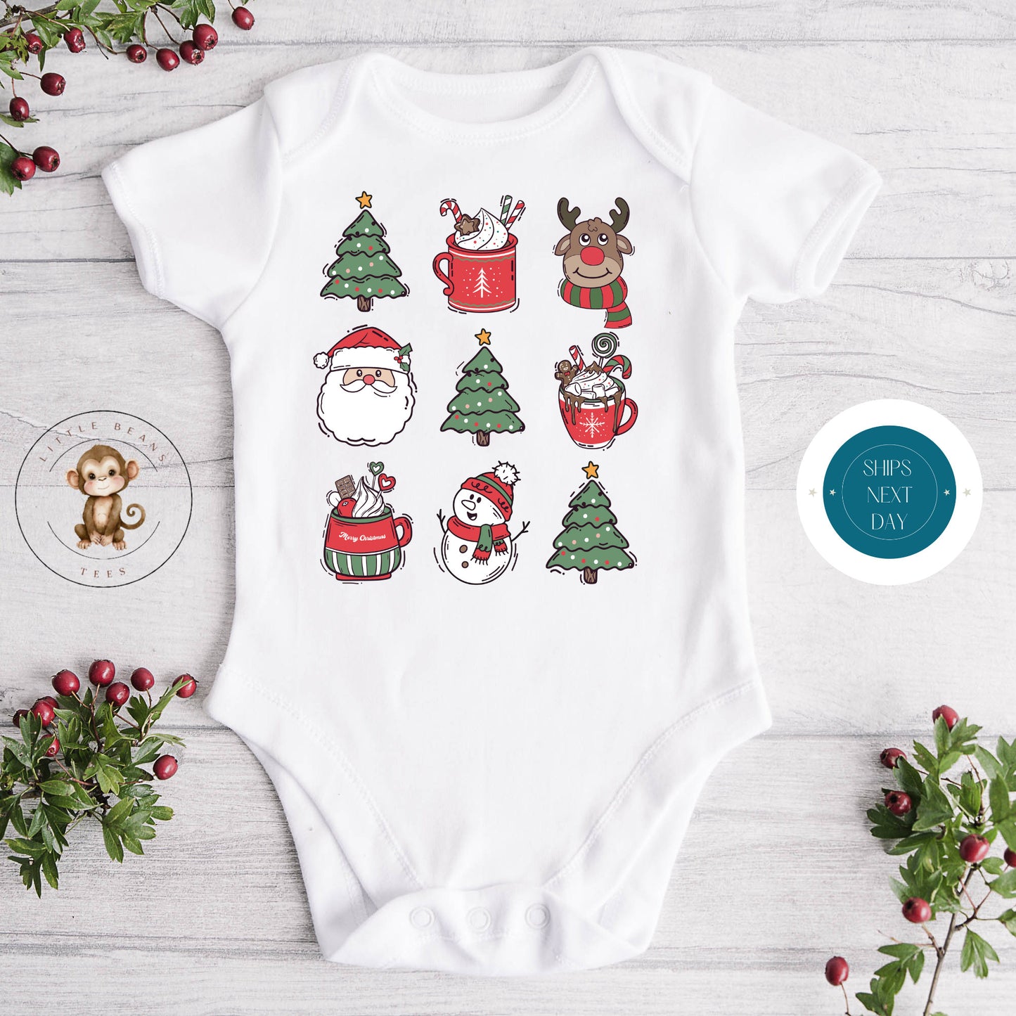 Christmas Grid Holiday Kids Tshirt | Custom Kids Tshirt | Christmas Tee | Santa Reindeer Kids Tshirt