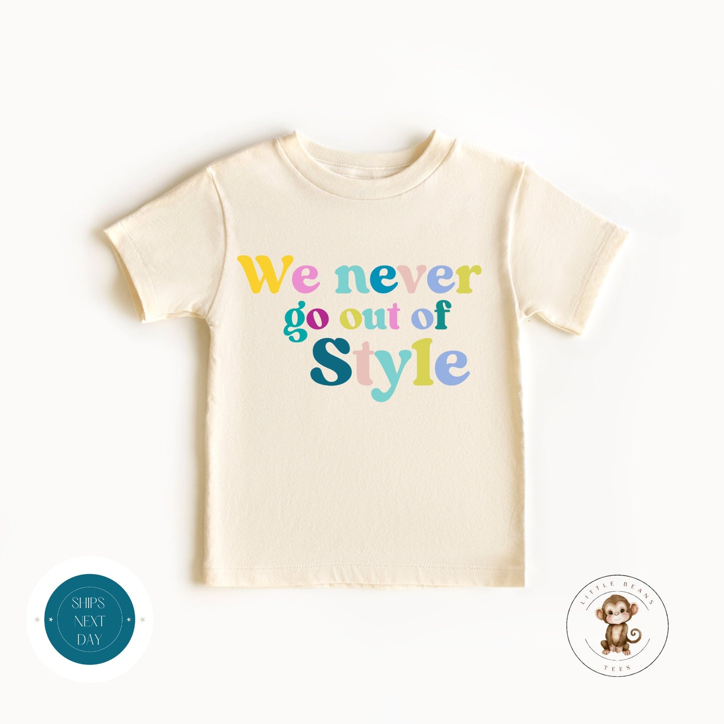 Never Go Out of Style Color Natural Baby Onesie | Retro Onesie | Custom Baby Bodysuit | Cute Taylor Onesie