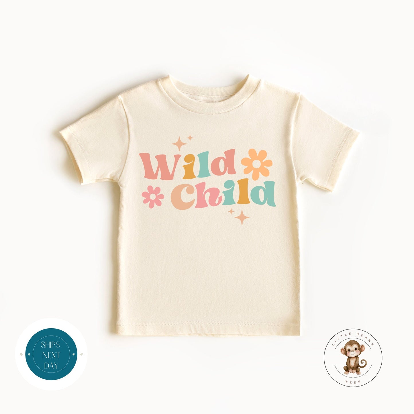 Wild Child Natural Baby Onesie | Retro Kids Tshirt | Cute Baby Shower Gift | New Parent Gift