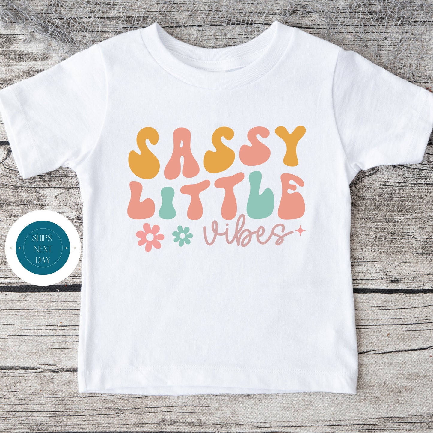 Sassy Little Vibes Natural Baby Onesie | Retro Kids Tshirt | Cute Baby Shower Gift | New Parent Gift