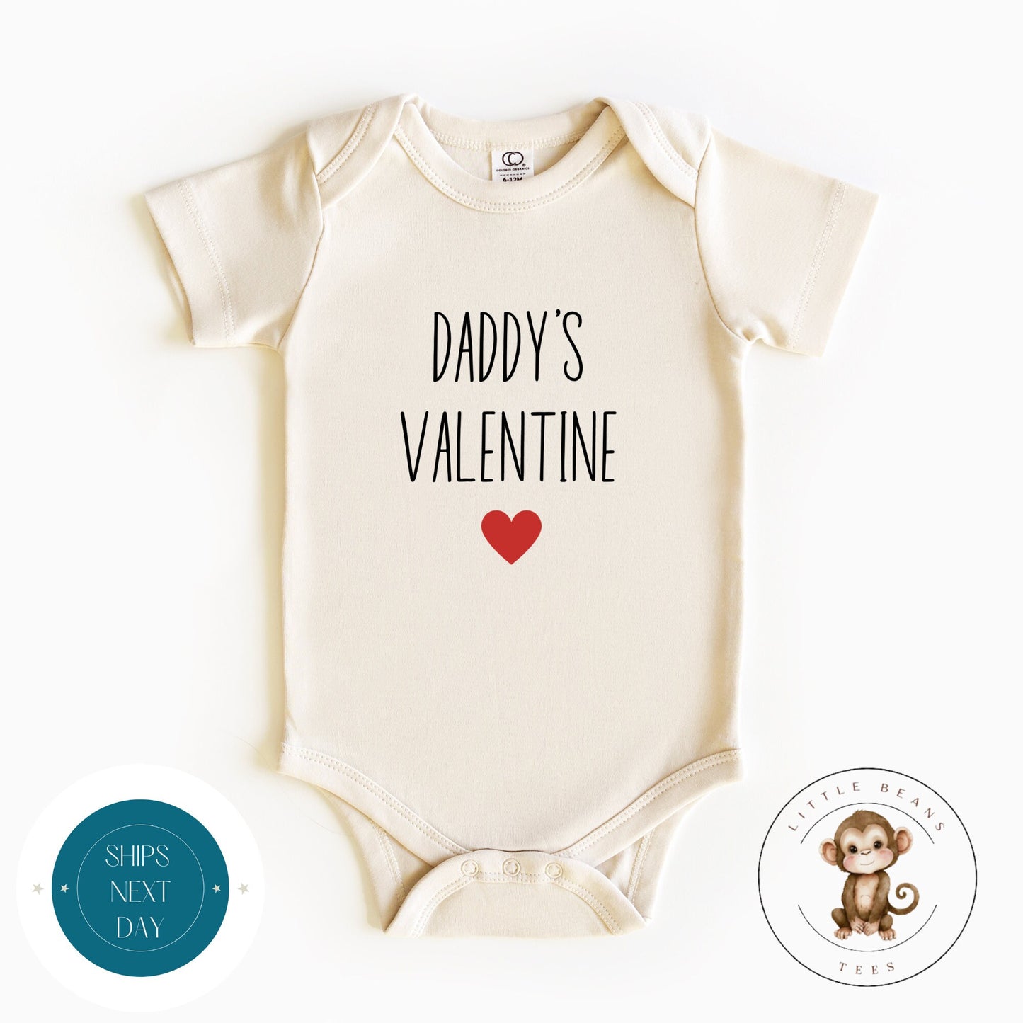 Daddys Valentine Heart Baby Onesie® | Valentine Kids Tshirt | Custom Baby Bodysuit | Daddy Valentine Onesie®