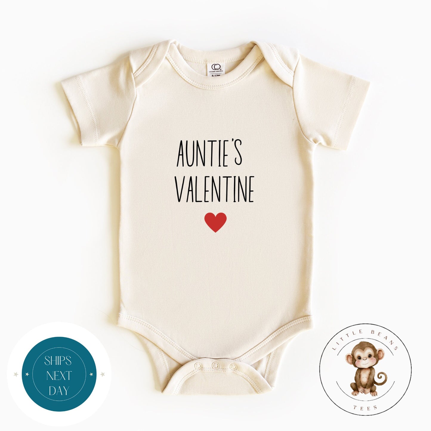 Aunties Valentine Heart Baby Onesie® | Valentine Kids Tshirt | Baby Shower Gift | Valentines Day Tee