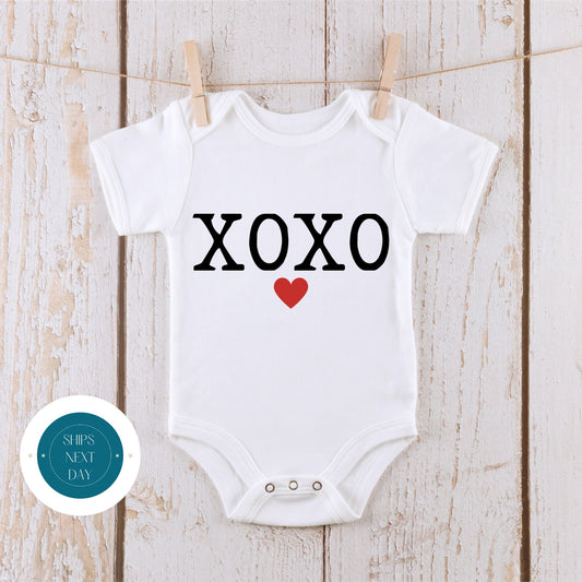 XOXO Heart Valentine Baby Onesie | Valentines Kids Tshirt | Custom Baby Bodysuit | Valentines Day Tee