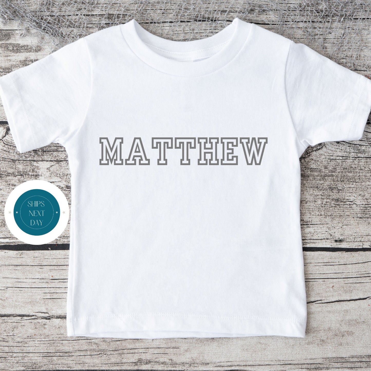 Varisty Letter Personalized Name Gray Onesie | Custom Kids Tshirt | Cute Baby Shower Gift | Boys Onesie