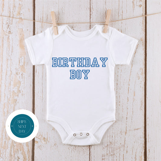 Varsity Letter Birthday Boy Onesie | Custom Kids Tshirt | Cute Baby Shower Gift | Boys Onesie