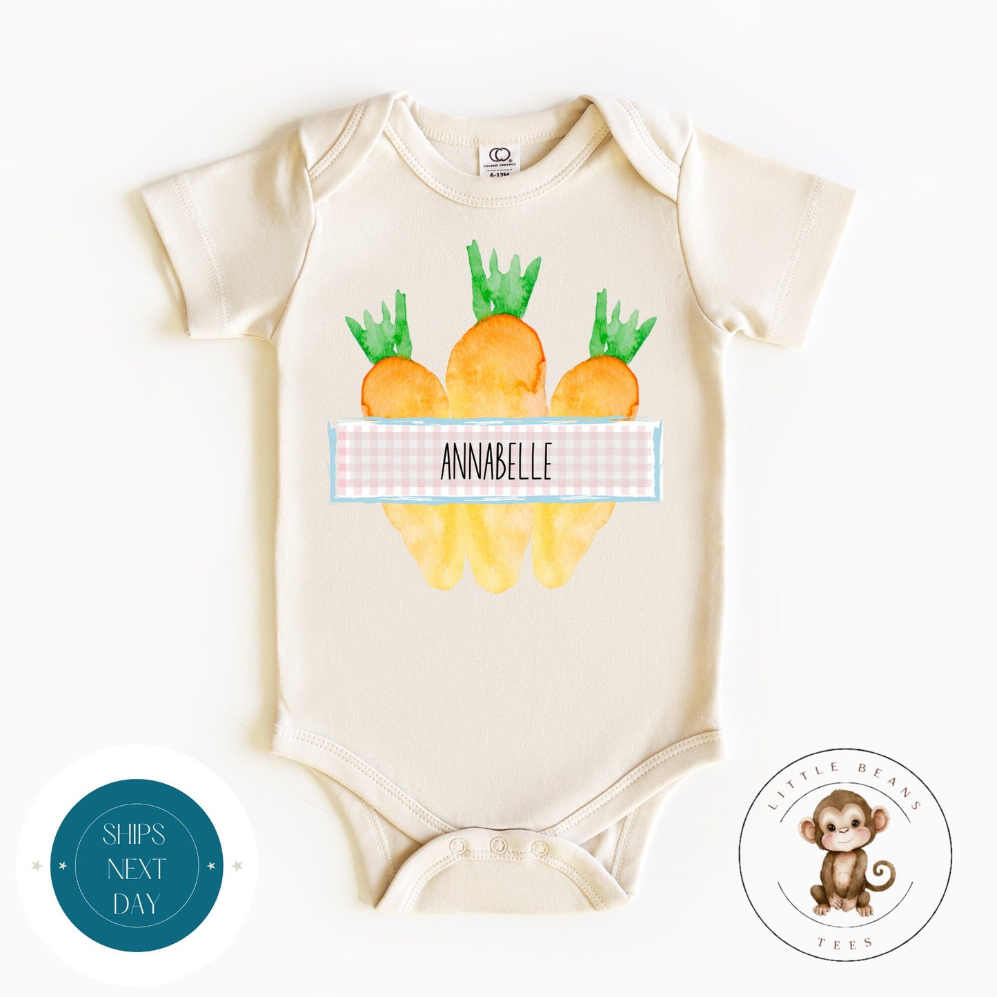 Easter Carrot Gingham Personalized Tshirt | Personalized Easter Kids Tee | Kids Easter Onesie | Baby Easter Gift