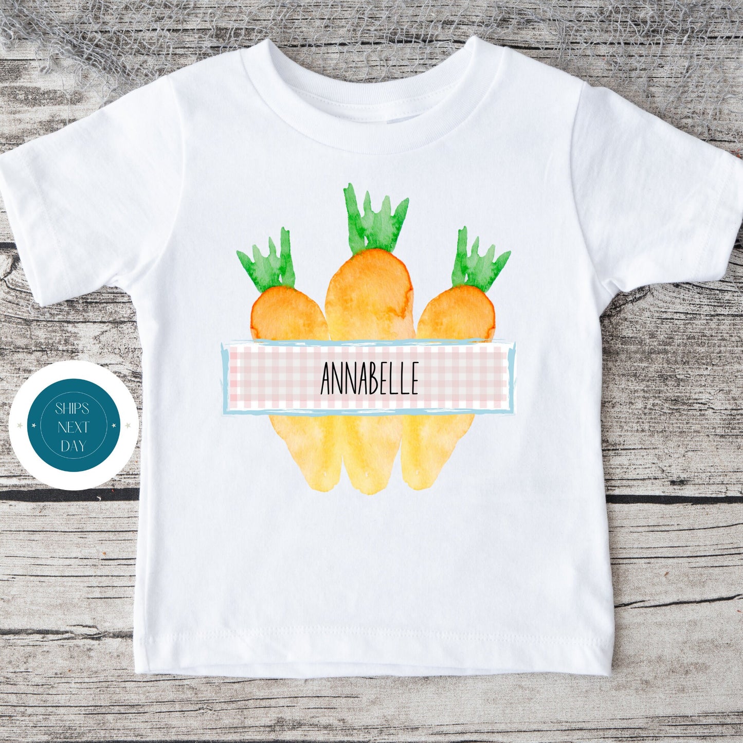 Easter Carrot Gingham Personalized Tshirt | Personalized Easter Kids Tee | Kids Easter Onesie | Baby Easter Gift