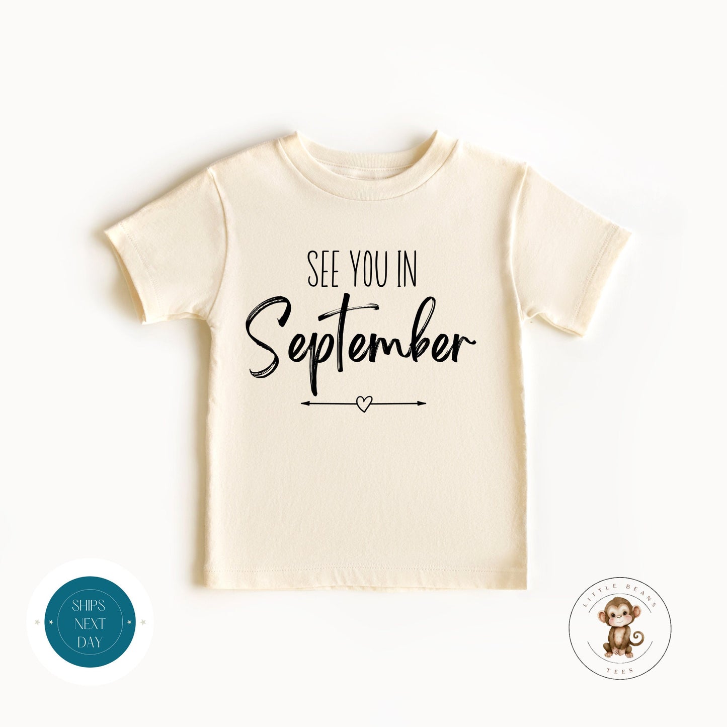 See You in September Announcement Baby Onesie | Custom Month Baby Reveal Onesie | Baby Shower Gift | New Baby